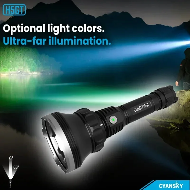 

CYANSKY H5GT Multicolor Hunting Flashlight Green Hunting Light for Hogs Blood Tracking Light, Predator Light for Night Hunting