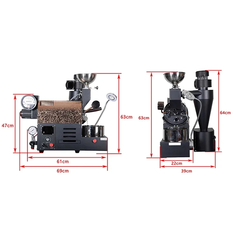 ماكينة تحميص القهوة R200 المنزلية التجارية أسود أبيض شبه الهواء الساخن 50-300 جرام ماكينة تحميص حبوب البن