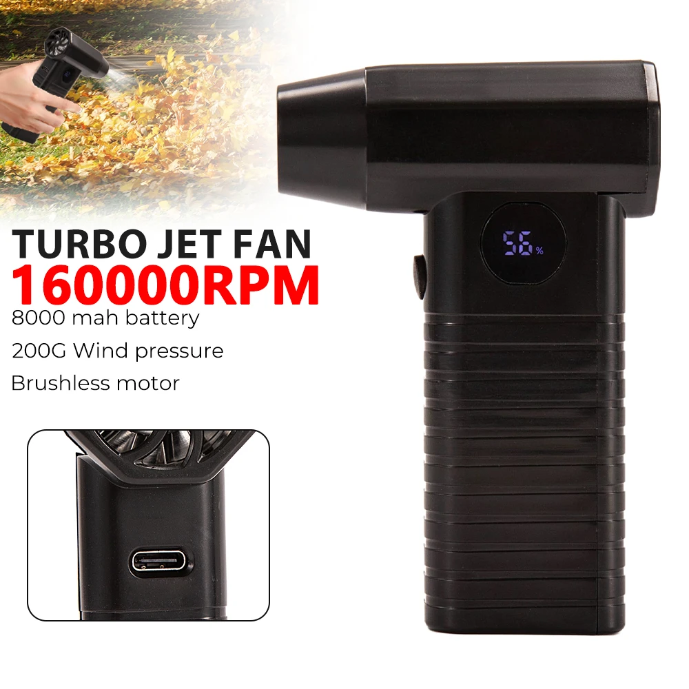 

Портативный мини-турбинный вентилятор 160000 об/мин, высокоскоростной пылесборник, перезаряжаемый турбовентилятор емкостью 8000 мАч, беспроводной воздуходувка для чистки автомобиля