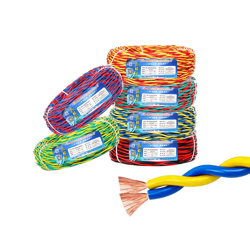 Colorful ZR-RVS 2 Core Twisted Pair Cable 2*2.5mm PVC Insulated Stranded Conductor Flexible Copper Wire flex electric wires