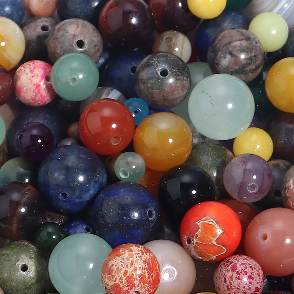 50-100 قطعة 4 6 8 مللي متر الحجر الطبيعي لون عشوائي الخرز المستديرة مع ثقوب فضفاض العقيق خرز كريستالي لصنع المجوهرات DIY بها بنفسك اكسسوارات #6
