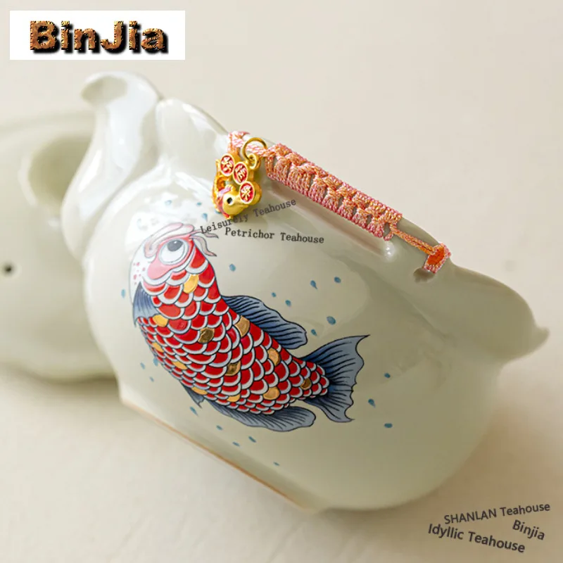 Plant Ash Treasure Bottle Travel Tea Set Kit Boutique Gold Fish 1 Pot 3 Cups Tea Making Organizer Portable Camping Stock Bags
