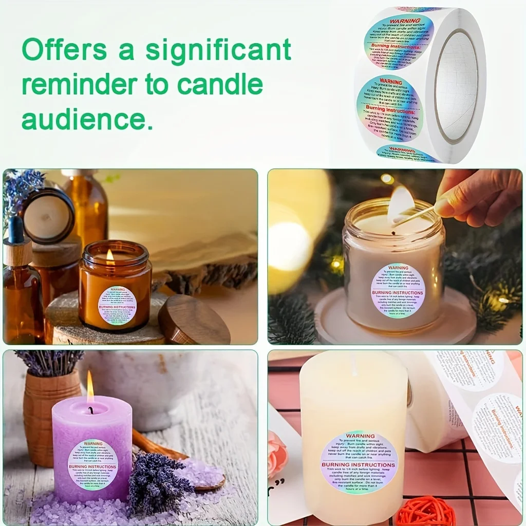 500pcs Wax Melt Warning Labels,candle Jar Containers Stickers,candle Jar Tin Container Wax Melt Safe Stickers,candle Making Supplies 1.5 X 1.5inch