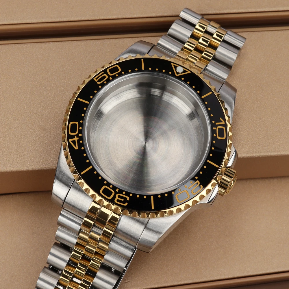 

40mm NH35 Watch Case SUB GMT Silver Gold Sapphire For NH34 NH35 NH36 Miyota 8215 ETA2824 ST2130 Watch Accessories Jubilee Strap