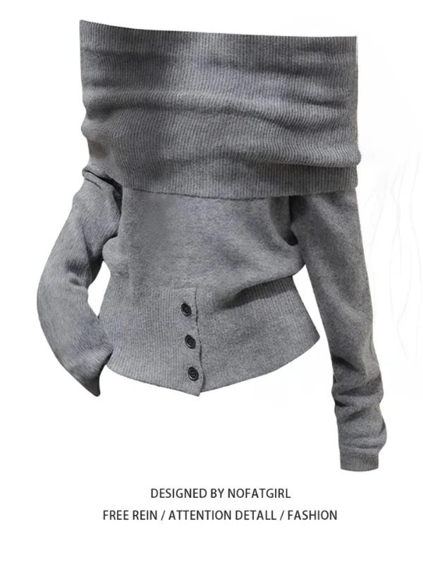 

plus Size Korean Sle One oulder Long Sve Knitted Sweater Women's Loose Design Autumn Winter Top Casual Commute Sle