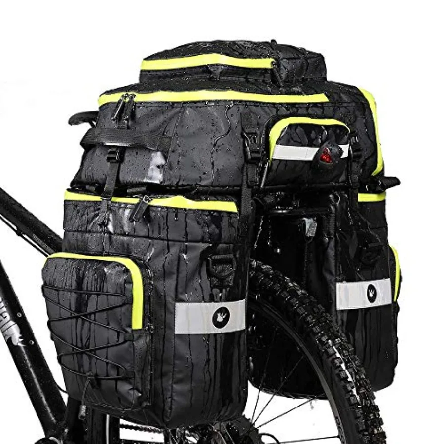 

Bike Pannier Bag Set for Bicycle Cargo Rack: Waterproof Nylon, Black, 3-in-1 Convertible Rack/Saddle/Shoulder with Laptop Compa