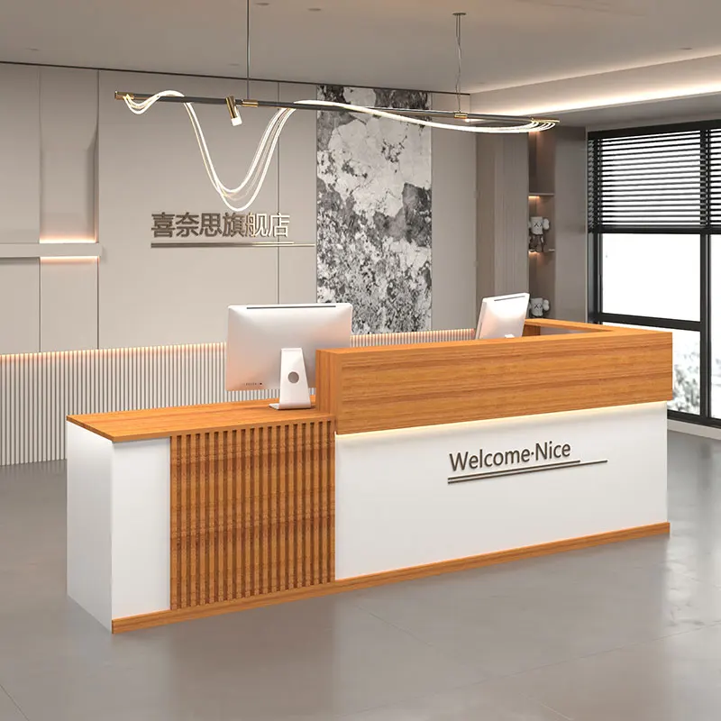 Banco reception macchina Banco reception industriale completo esecutivo bianco Infodesk Mostrador De Tienda Mobili reception