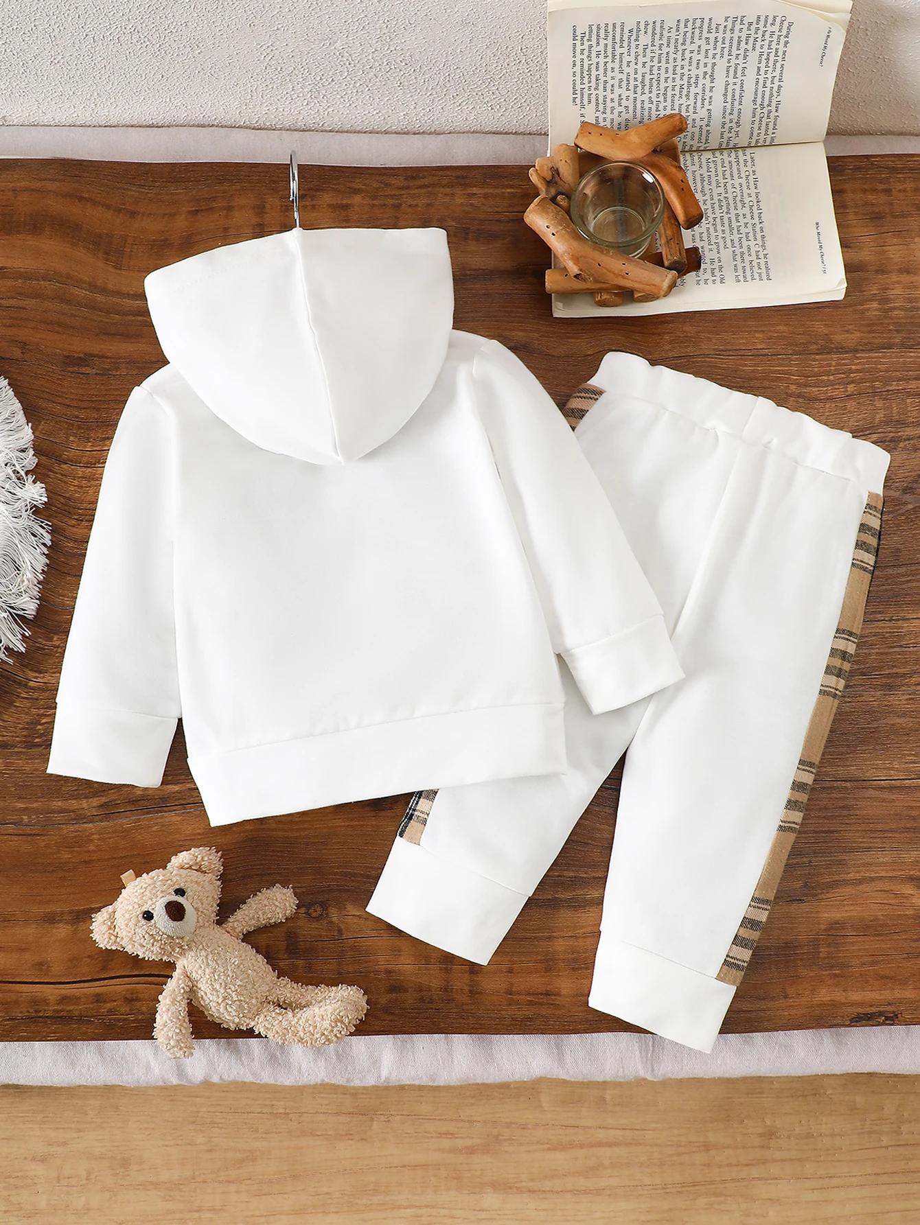 IURNXB 2 قطعة مجموعة ملابس الطفل الرضع الكرتون الدب منقوشة المرقعة هوديي علوي + Sweatpants وتتسابق ملابس الأطفال غير رسمية 1-3Y #2