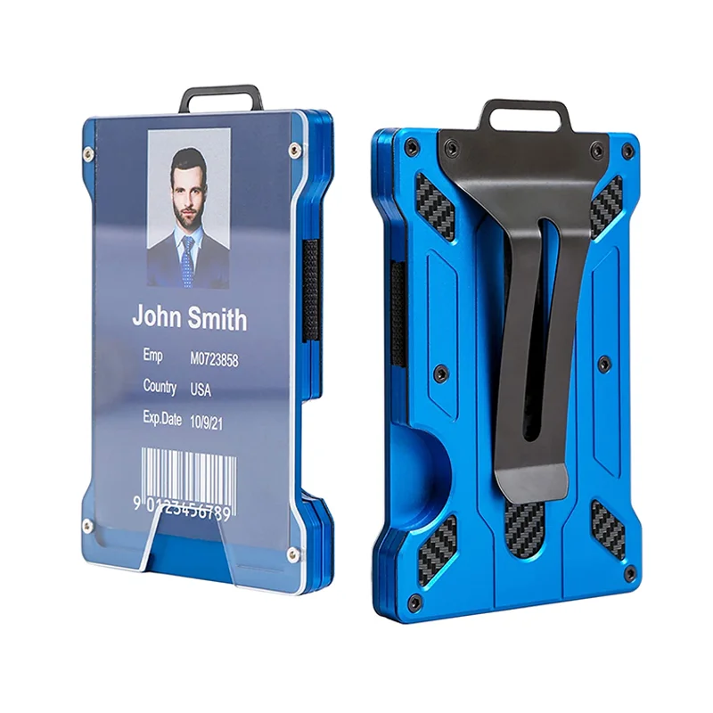 Carteira Masculina Card Holder RFID Aluminum Case With Lanyards Luxury for Men Wallet Gift Box Minimalist ID Badge Cash Clip