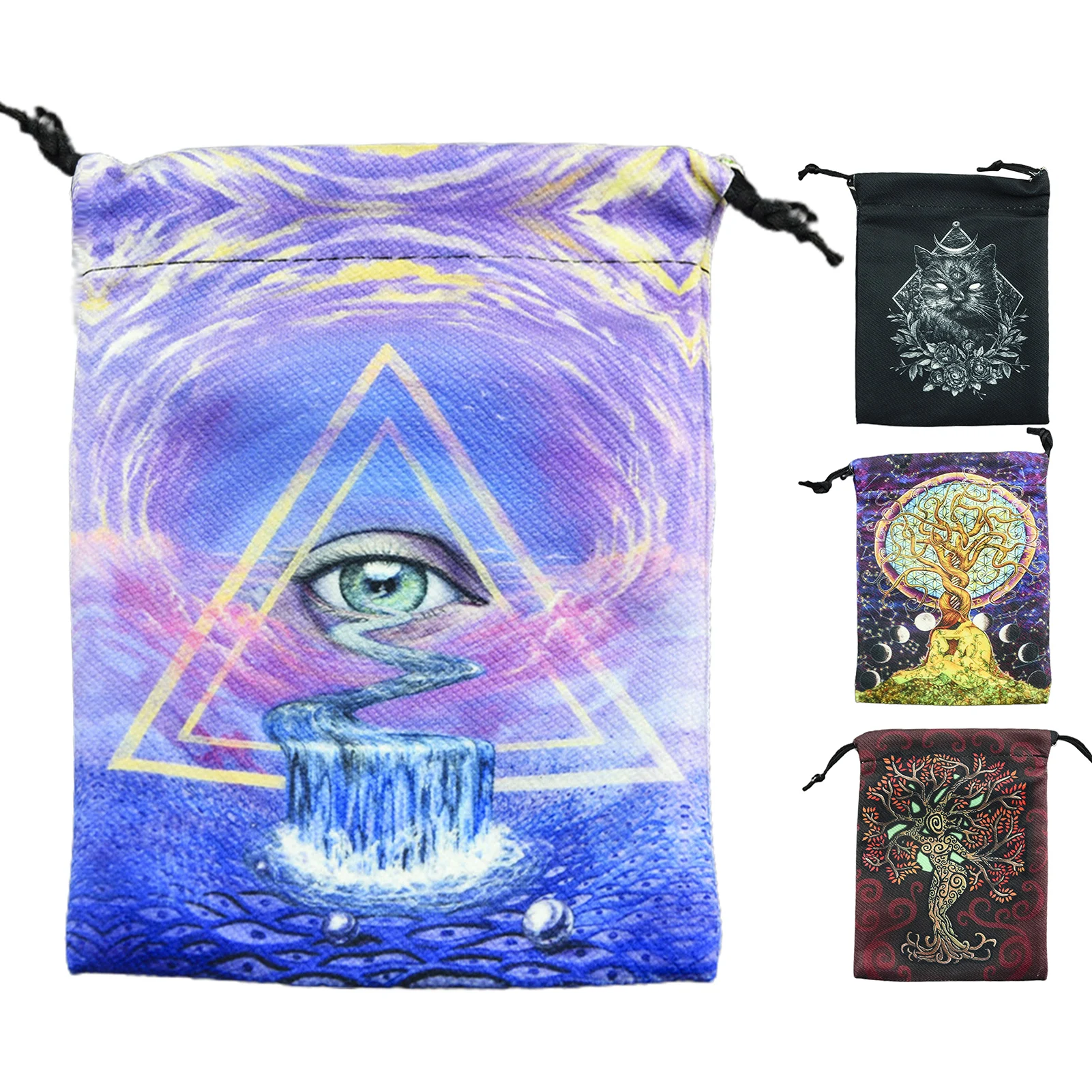 Velvet Moon Phase Tarots Oracle Cards Storage Bag Runes Constellation Witch Divination Accessories Jewelry Card Dice Game Bags