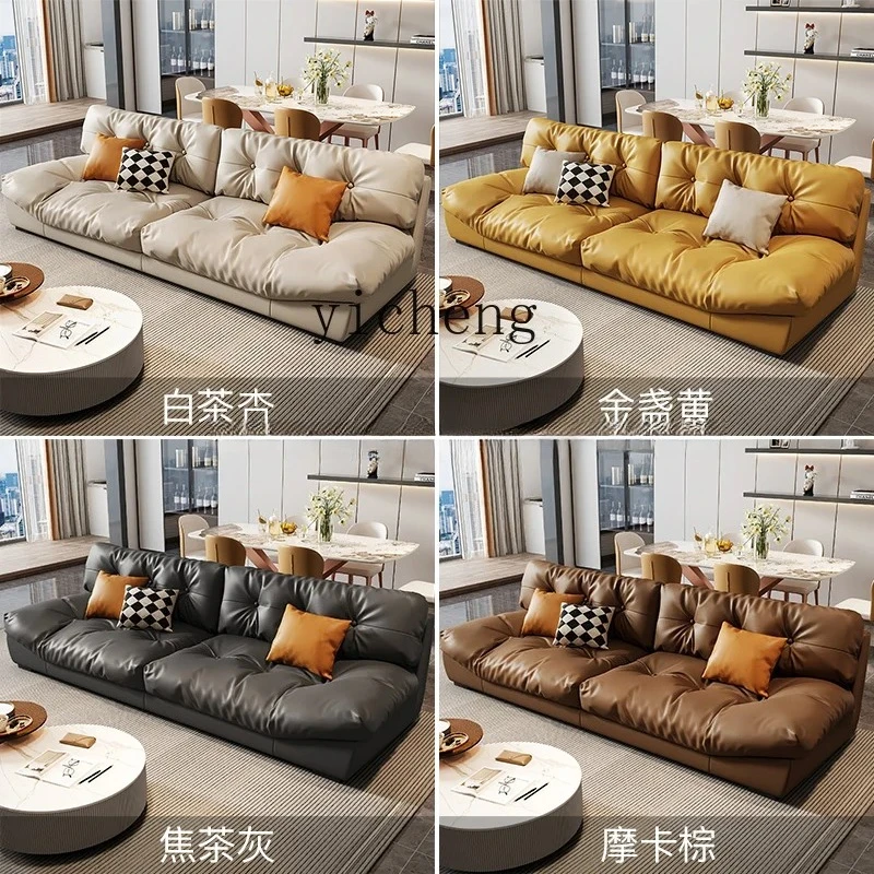 SA-2 cloud leather sofa first layer cowhide cream style modern light luxury simple living room straight row sofa