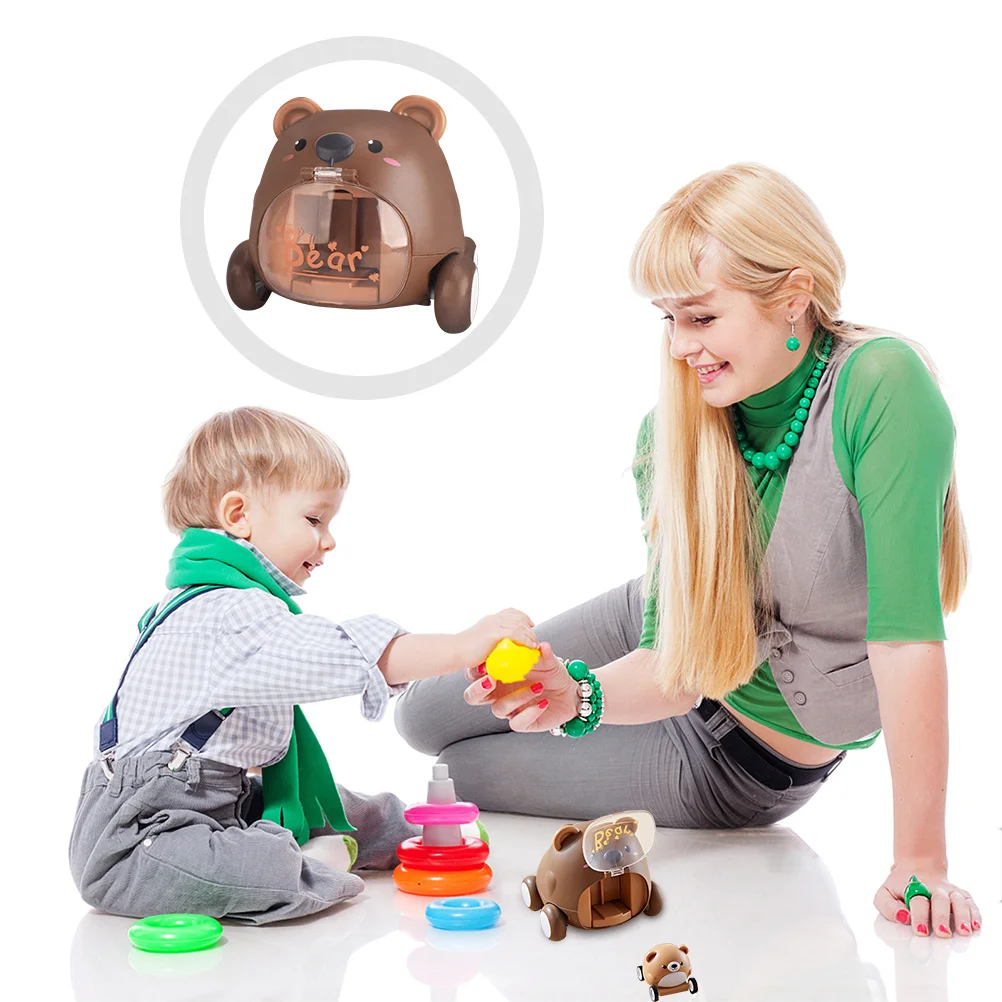 Traagheidsaangedreven mini-auto voor kinderen Schattig beerontwerp Educatief pull-back voertuig Leuke cartoon rit op speelgoed voor kinderen
