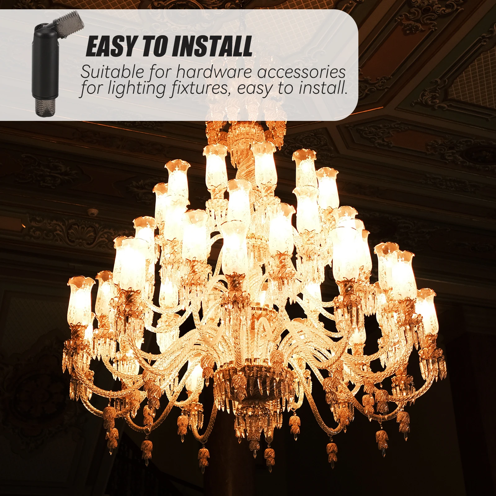 

180 Degree Swivel M10 Thread Black Lighting Adapter Pendant Lamp Parts Sloped Ceiling Fittings Universal for Chandeliers