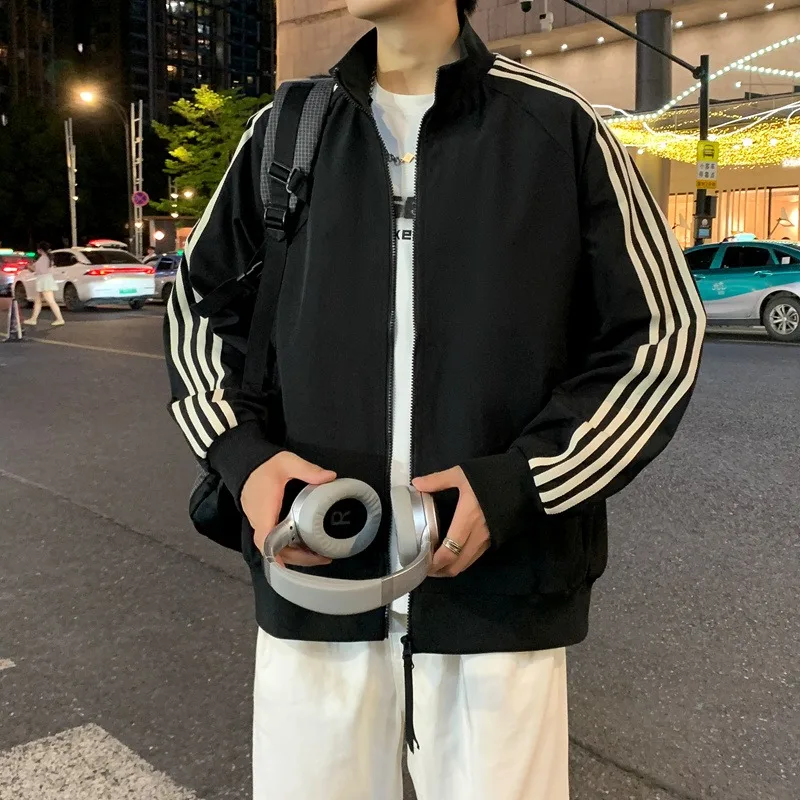 

Осенне-зимняя мужская спортивная толстовка большого размера с воротником-стойкой, в стиле колор-блок, повседневная, молодежная, из полиэстера