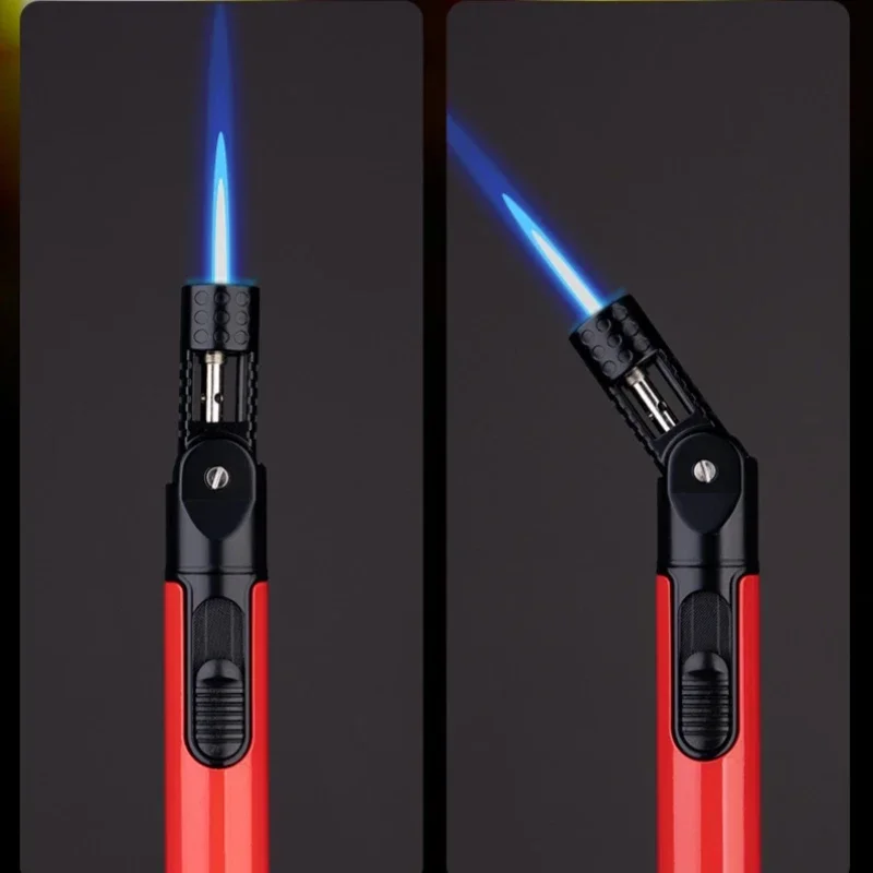 Metal Windproof Jet Flame Inflatable Lighter With Visible Air Window Windproof Outdoor Barbecue Kitchen Cigar Smoking Tool