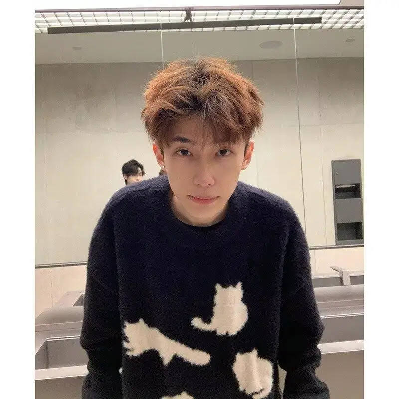 

Knitted Stripe Dog Sweater Long Sve round Ne Overhead Woolen Top for Boys And Girls Autumn Winter Outerwear Base Layer