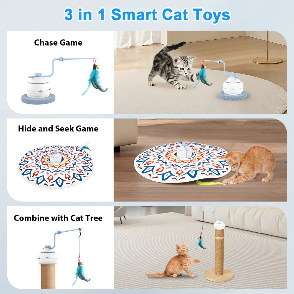 Electric Cat Toy USB Charging 360 Rotating Interactive Puzzle Intelligent Pet Items Cat Teasing Feather Cat Supplies Accessories