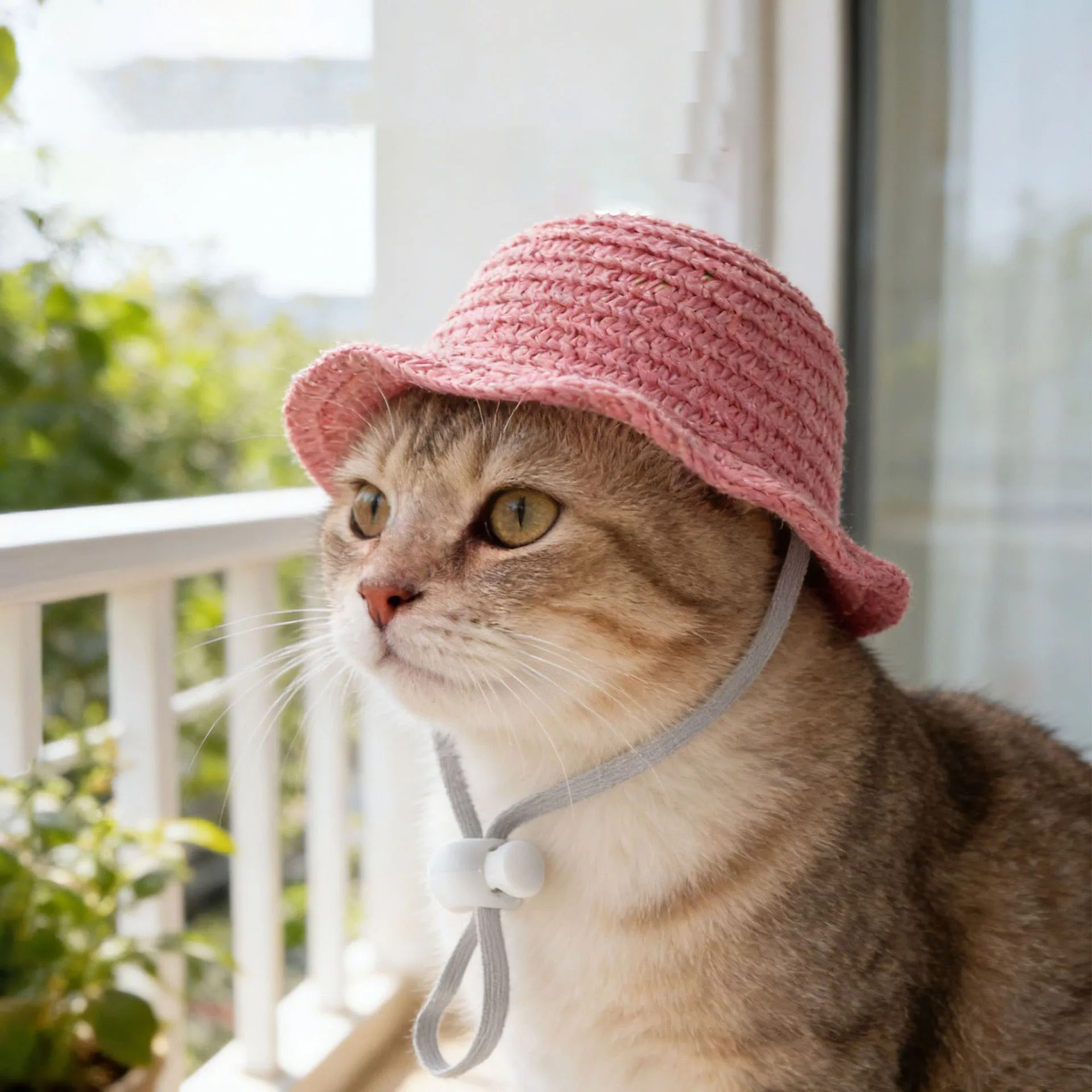 Niedlicher Strohhut für Haustiere, Mini-Sonnenhut für Katzen, Hunde, Welpen, Kätzchen, Outdoor-Sonnenschutzkappe, Haustier-Cosplay-Kostümzubehör – Detail 2