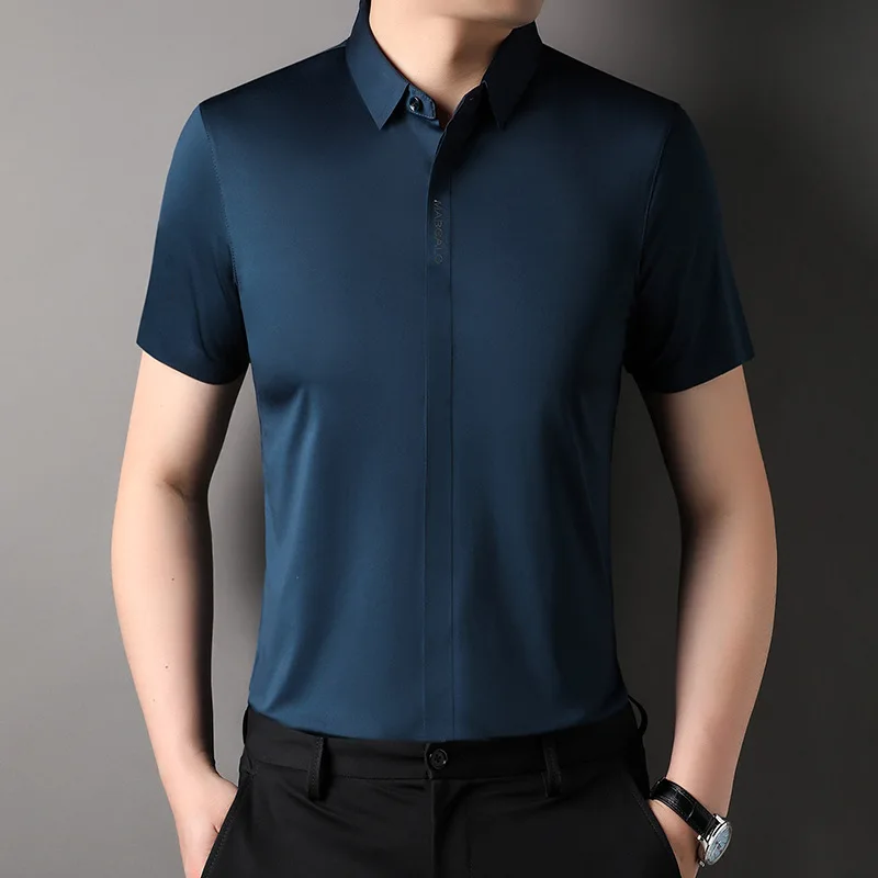 Hot selling seamless long and short sleeved undershirt versatile for professional wear solid color shirt dad's square neck shirt