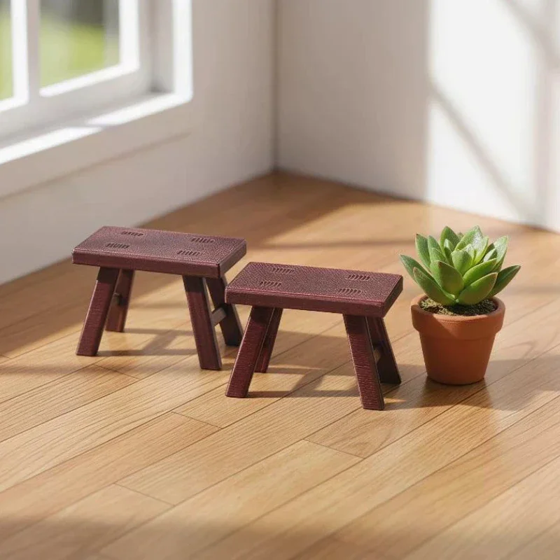 5Pcs Miniature Stool 1:12 Scale, Dollhouse Furniture Plastic Bench for Kitchen Living Room Decoration