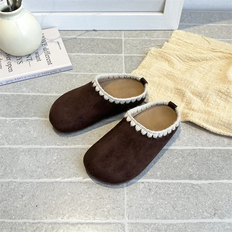 2026 Children's Indoor Cotton Girls Women Cute Pure Color School Home Slipper Spring Soft Comfortable Non-Slip Thick Sole Indoor