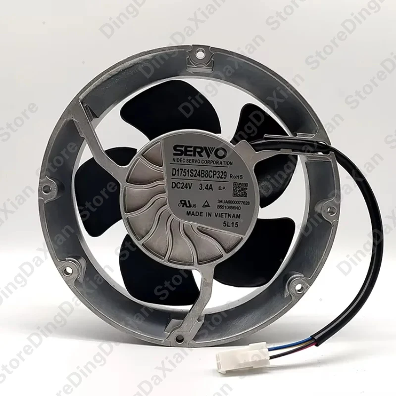 DC 24V 3.4A 172x172x51mm 4-Wire PWM Cooling Fan for Server Chassis Power Supply
