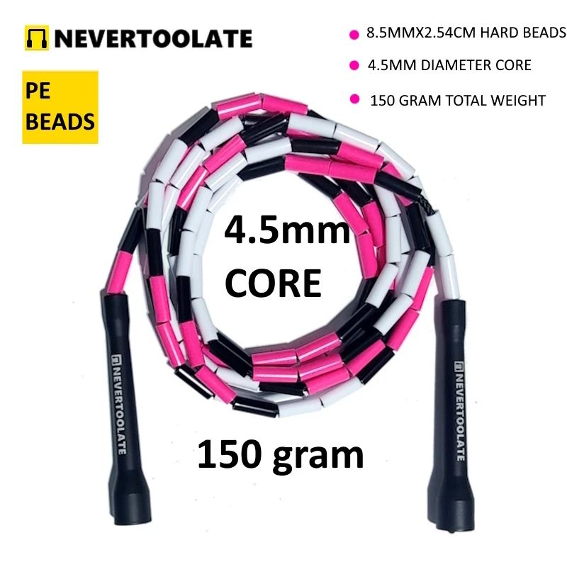 NEVERTOOLATE RA HANDLE  STRAIGHT HARD PE BEAD BEADED JUMP SKIPPING ROPE COLORFUL SKILL FREESTYLE FITNESS CROSSFIT
