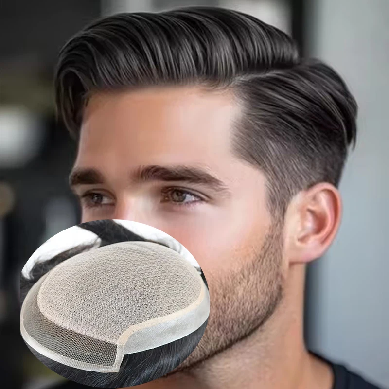 

Undetectable Lace Front Silk Base Natural Hairline 100% Human Hair Male Wigs HD Poly Skin Fake Scalp Men Toupee Hair Prosthesis