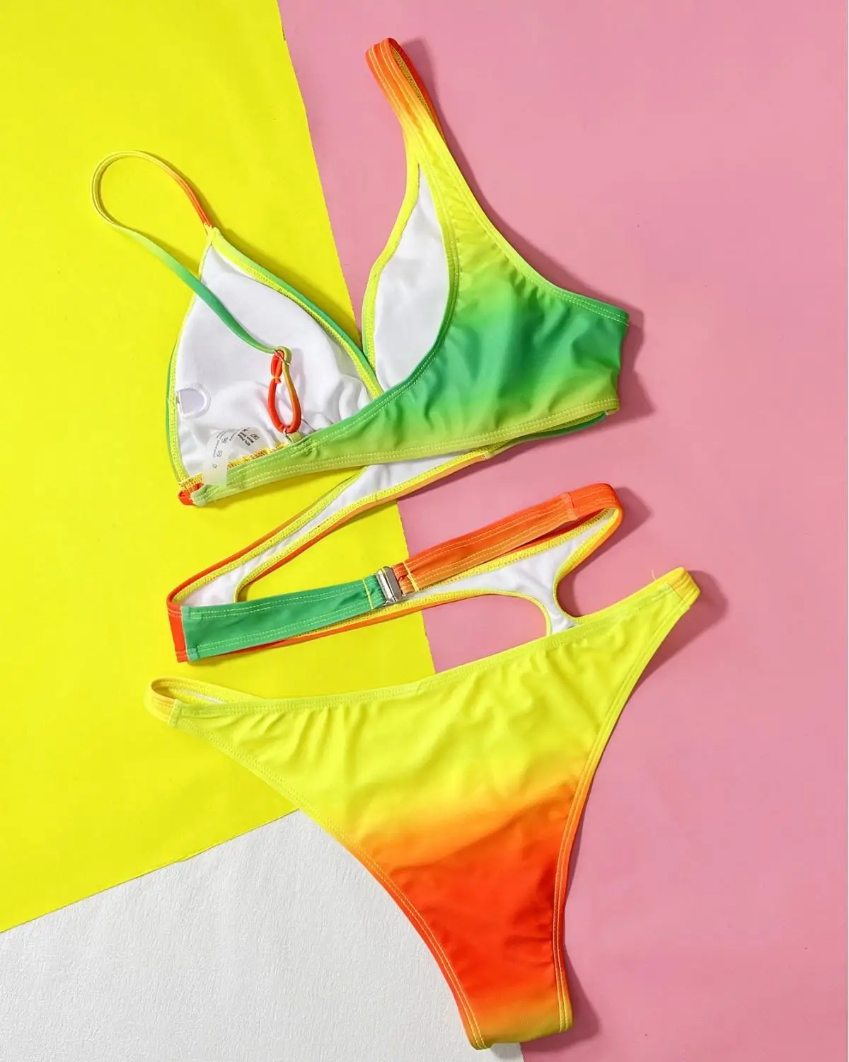 Ins Style New One-piece Bikini Bikini Printed Hollow Strap One-piece Swimsuit