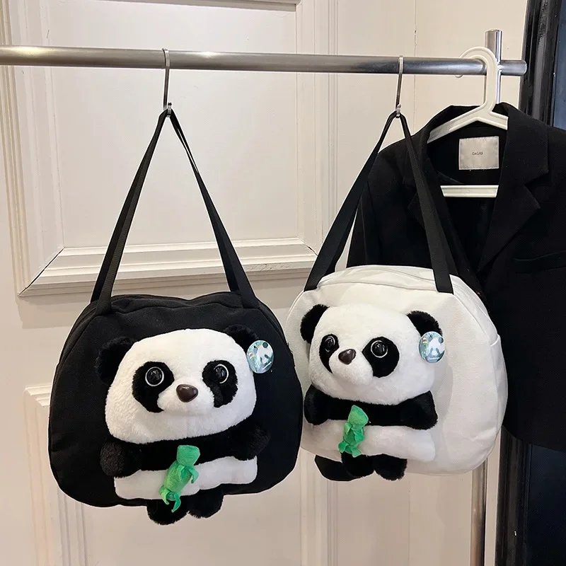 2024 New Cute Panda Messenger Bag Girl Super Cute Versatile Plush Bag Cartoon Plush Shoulder Small Satchel