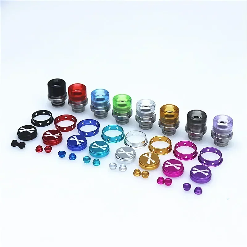 510 طرف تقيط من الفولاذ المقاوم للصدأ والأكريليك بفم واسع مع مجموعة أزرار XBONE أطراف قطرة من الألومنيوم الملون وصلة من القش #3