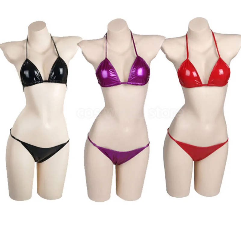 

Anime Maid Cosplay Costume Women Sexy Leather Bathing Suit Female Bikini Swimsuit Two-pieces Bikini set Bather sexy lingerie