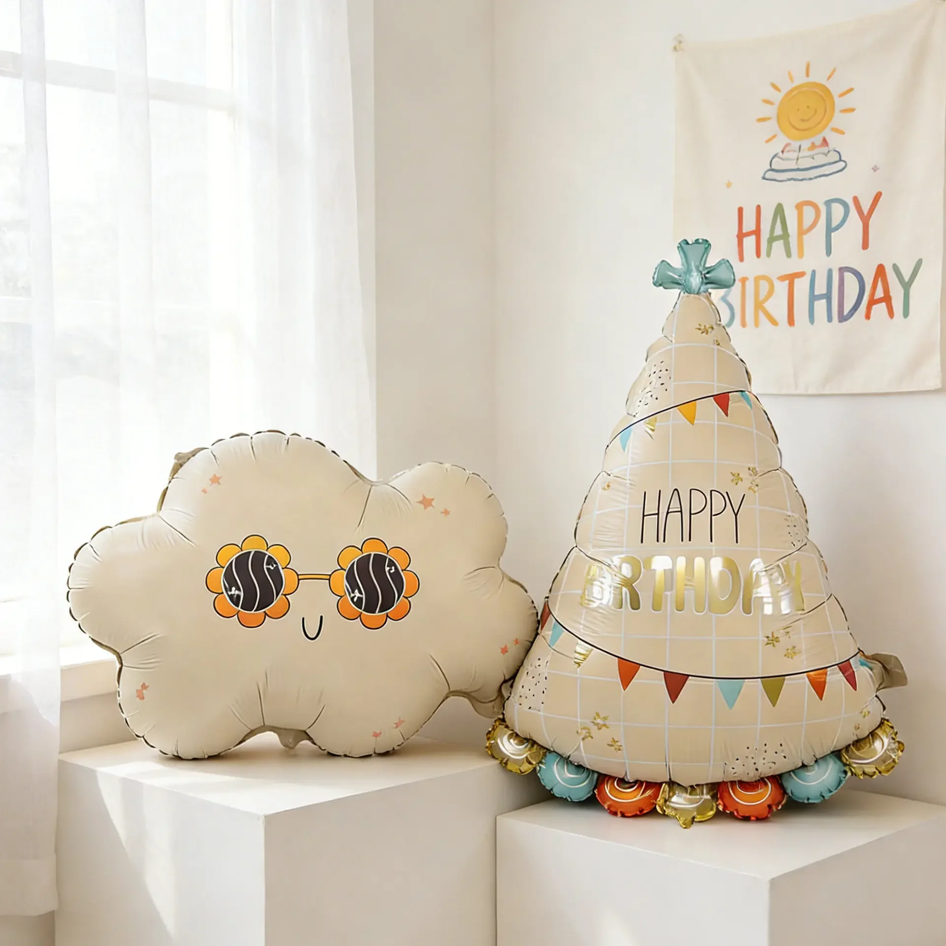 Niedliche Eiscreme-Kuchen-Folienballons, Kamera, Wolke, Kindergeburtstag, Party-Dekoration, Arrangement – Detail 3