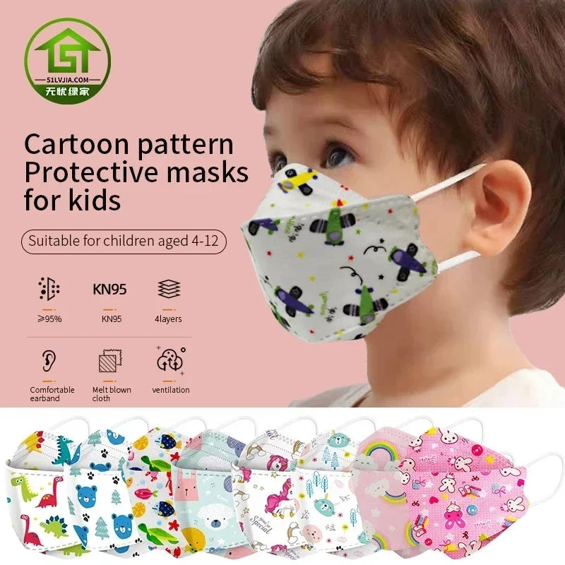 Masker anak FFP2 KN95, anak 4-12 8-15tahun kartun Masque anak laki-laki perempuan anak-anak Mascarillas CE masker wajah keamanan fpp2