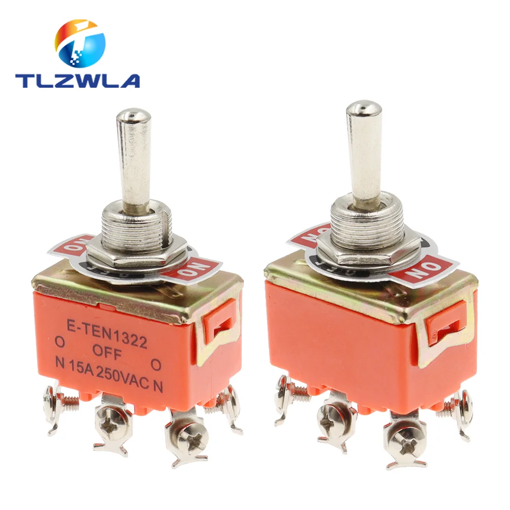 1PCS E-TEN1322 Rocker Toggle Switch 6Pin Head 3 Grade Switch Double Pole Double Throw Toggle Switch Power Supply 15A 250VDC