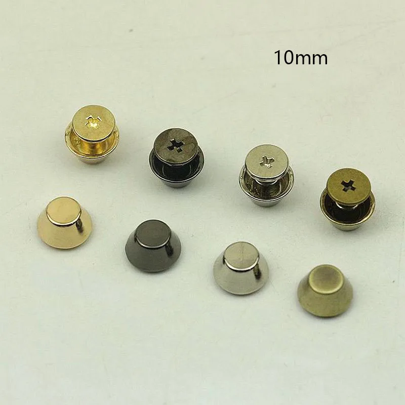 

50Pcs 10mm Metal Bucket Rivet with Screws Copper Flat Feet Button Luggage Handbag Foot Buckle Leather Crafts Accessories
