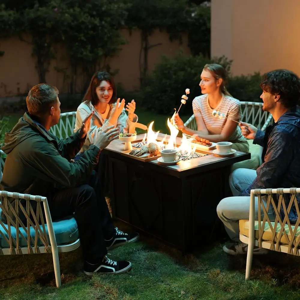 طاولة حفرة نار مستطيلة من غاز البروبان الخارجية، 42 بوصة، 60,000 وحدة حرارية بريطانية للفناء والفناء الخلفي والسطح والشرفة #6