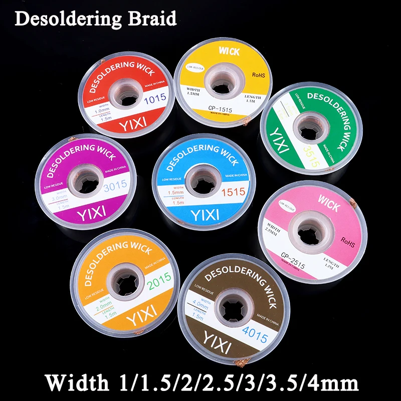 

1~200Pcs Desoldering Braid Welding Solder Remover Wick 1.5M/Roll Width 1 1.5 2 2.5 3 3.5 4mm Wire Lead Cord Flux BGA Repair Tool