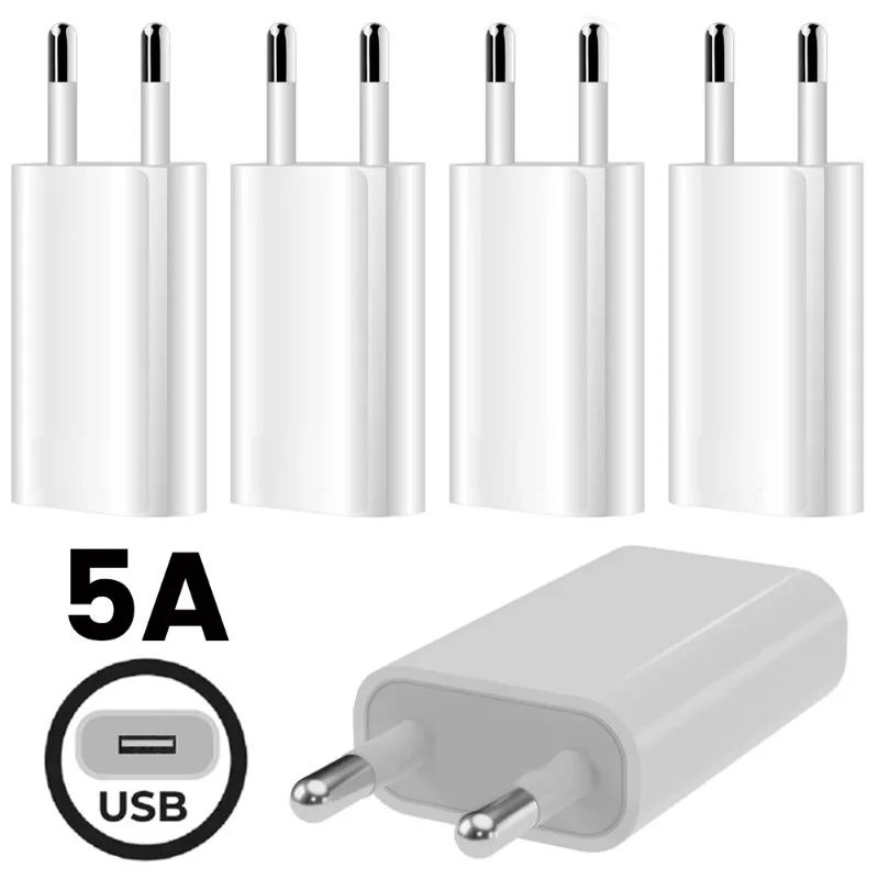 5/1Pcs EU Plug USB Charger 5W Fast Charging 5V 1A Home Travel Wall Phone Charger Power Supply Adapter For Mobile Phone X/8/7/6/5