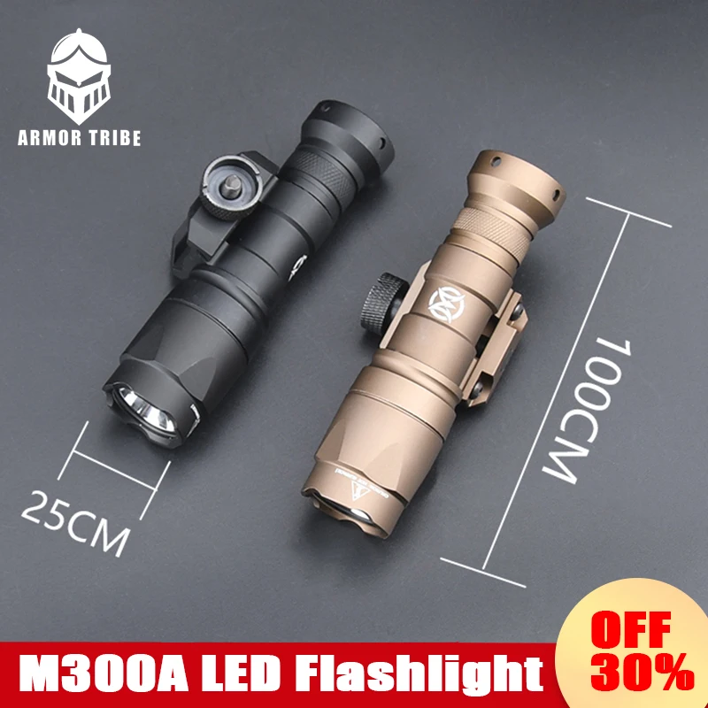 

WADSN M300A Tactical Flashlight 400lm White LED Light Fit 20mm Rail Hunting Outdoor Weapon Airsoft Accessories Airsoft Flashligh