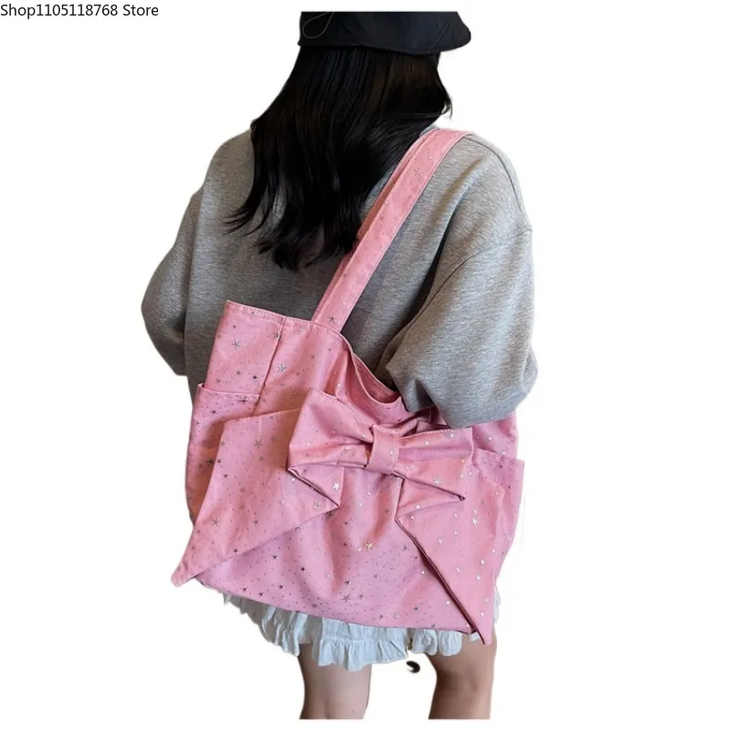 

Женские сумки на плечо большой вместимости, однотонные сумки с большим бантом, простые повседневные универсальные индивидуальные супер крутые сумки-тоут