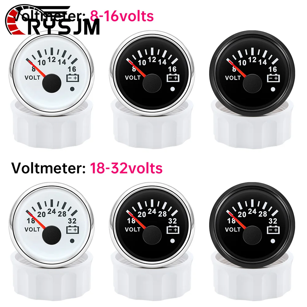 

8 ~ 16 В, 18 ~ 32 В с красной подсветкой, водонепроницаемый вольтметр 52 мм с напряжением сигнализации для автомобиля, морской лодки, яхты, 12 В, 24 В по индивидуальному заказу
