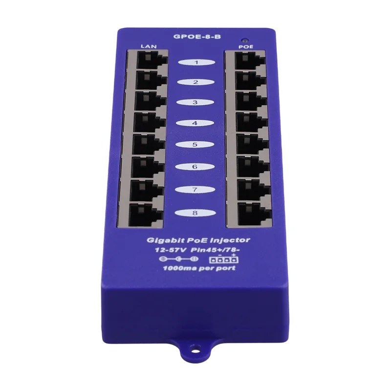 ABMF-Gigabit 8 Port Poe Injector Mid-Span Poe Injector Mode B For Mikrotik UBNT CCTV Network Wall-Mounted