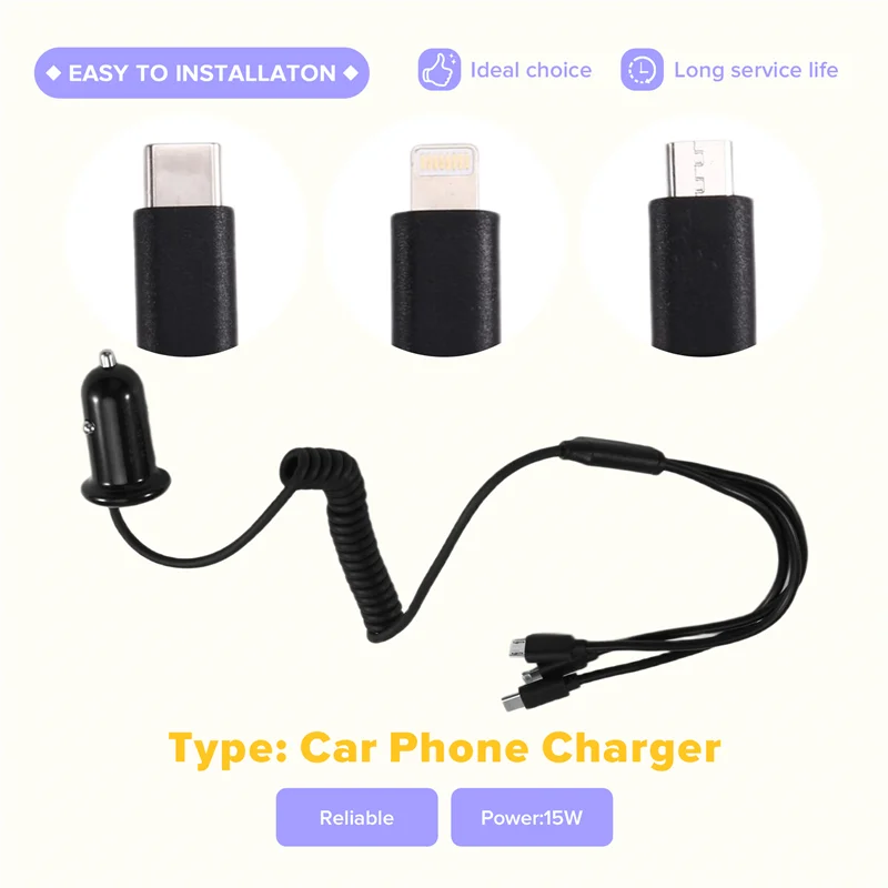 شاحن سيارة عالمي للهاتف 3 واجهة من النوع C محول شحن ملحقات الطاقة لنظام IOS وأندرويد Auto