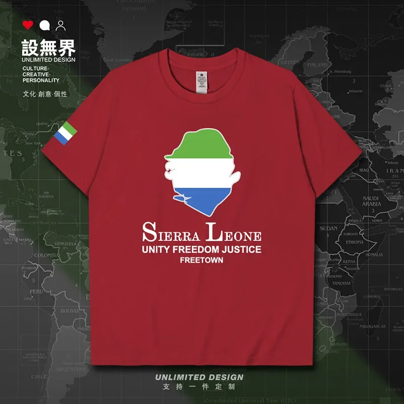 

Sierra Leone Leonean SL SLE Map mens t shirt tops cotton tees men's casual streetwear sports jerseys white new summer clothes