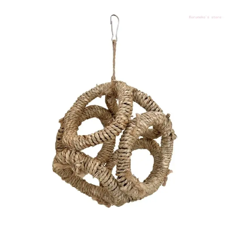 

Bird Swing Straw Rings Chewing Toy Branch for Parakeets Budgies