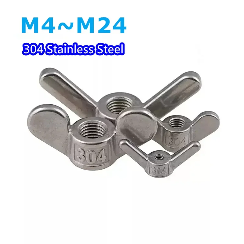 Tuerca de mano de acero inoxidable 304, tuerca de garra de oreja grande, mariposa, M4, M5, M6, M8, M10, M12, M14, M16, M18-M24