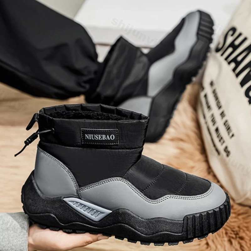 Men's Snow Boots 2025 Winter Comfortable Anti Slip Outdoor Ankle Boots Fashion Platform Cotton Shoes Warm Plush Short Boots