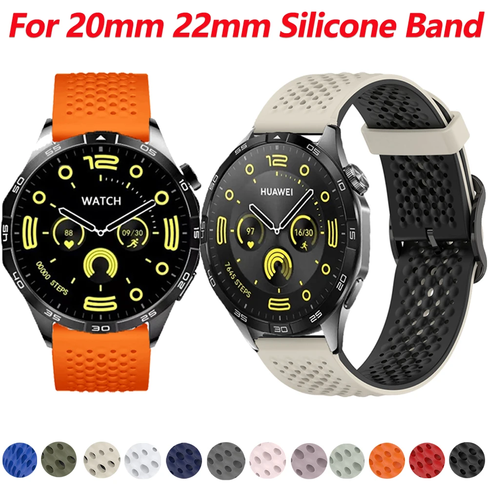 

20mm 22mm Silicone Band for Huawei Watch GT5/GT4/GT5 Pro 4 3 46mm Sport Bracelet for Samsung Galaxy Watch 7 6 5 4 44mm40mm Strap