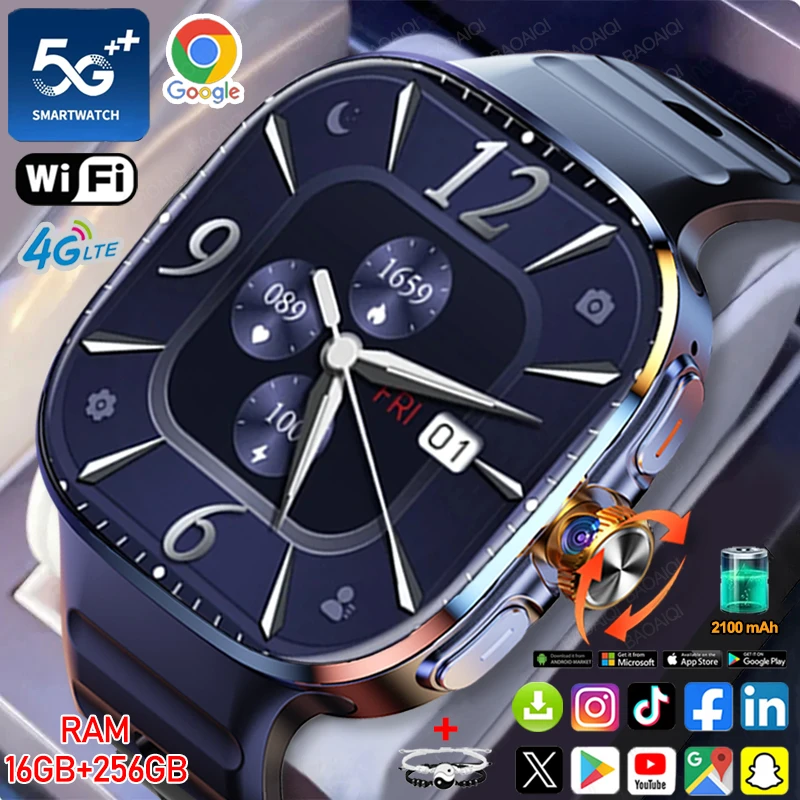 

5G/4G Full Network Smart Watch 2.4 inch Big Screen HD Video Call 16GB+256GB RAM 2100mAh Google Play WIFI GPS Sim Card Smartwatch